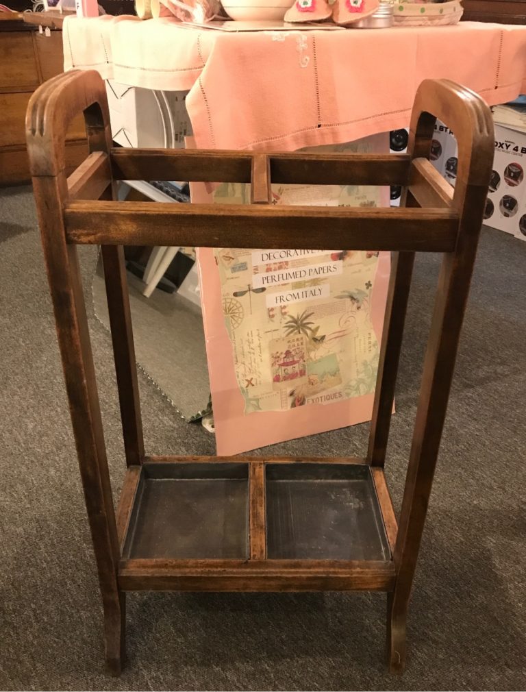 Oak Umbrella stand with original lead drip trays £95