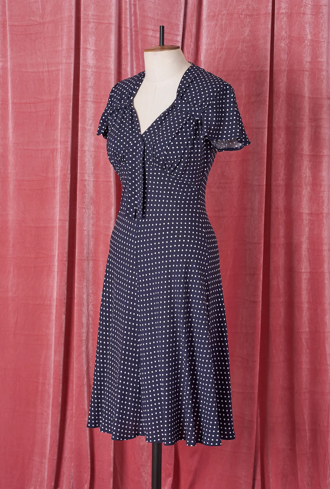 Navy Polka Cotton Tea Dress £79